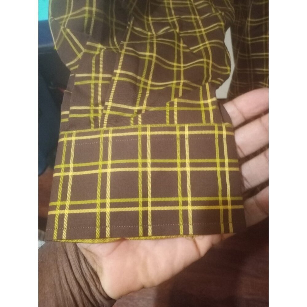 NWT Robert Talbott Brown Yellow Plaid Button Shirt Size 2XL 100% Cotton NEW - Picture 7 of 13